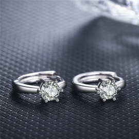 Arihant Silver Plated American Diamond Studded Contemporary Korean Stud Earrings