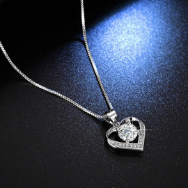 Arihant Silver Plated American Diamond Studded Heart Themed Anti Tarnish Pendant