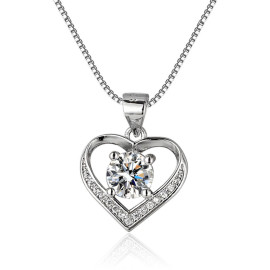 Arihant Silver Plated American Diamond Studded Heart Themed Anti Tarnish Pendant