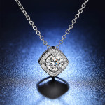 Arihant Silver Plated Crystal Studded Square Shape Anti Tarnish Solitaire Pendant