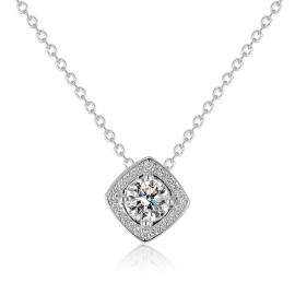 Arihant Silver Plated Crystal Studded Square Shape Anti Tarnish Solitaire Pendant