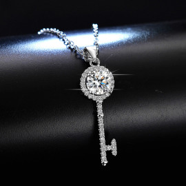 Arihant Silver Plated Crystal Studded Key Themed Anti Tarnish Pendant