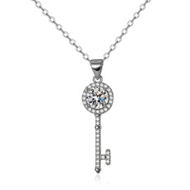 Arihant Silver Plated Crystal Studded Key Themed Anti Tarnish Pendant