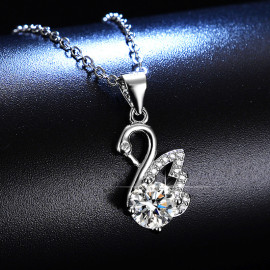 Arihant Silver Plated Crystal Studded Swan inspired Anti Tarnish Pendant