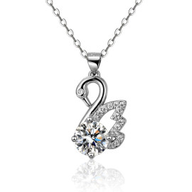 Arihant Silver Plated Crystal Studded Swan inspired Anti Tarnish Pendant