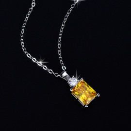 Arihant Silver Plated Crystal Studded Geometrical Yellow Stone Anti Tarnish Solitaire Pendant