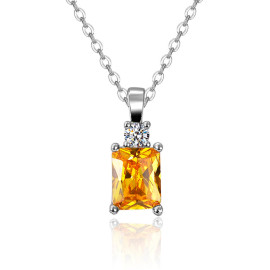 Arihant Silver Plated Crystal Studded Geometrical Yellow Stone Anti Tarnish Solitaire Pendant