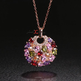 Rose Gold Plated Multicolour Cubic Zirconia Pendant 2001