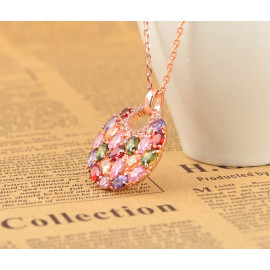 Rose Gold Plated Multicolour Cubic Zirconia Pendant 2001