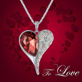 Arihant Platinum Plated Red Crystal Heart inspired Pendant 2083