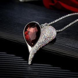 Arihant Platinum Plated Red Crystal Heart inspired Pendant 2083