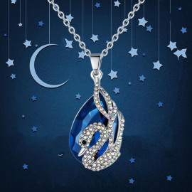 Arihant Platinum Plated Blue Crystal Swan inspired Pendant 2085