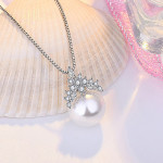 Arihant Silver Plated American Diamond Studded Crown Like Pearl Studded Korean Pendant