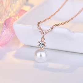 Arihant Rose Gold Plated American Diamond Studded Contemporary Korean Pendant