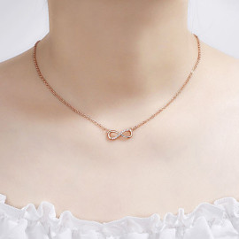 Arihant Rose Gold Plated American Diamond Studded Infinity Shape Korean Pendant