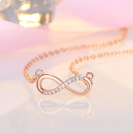 Arihant Rose Gold Plated American Diamond Studded Infinity Shape Korean Pendant