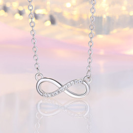 Arihant Silver Plated American Diamond Studded Infinity Shape Korean Pendant