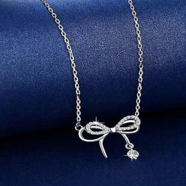 Arihant Silver Plated American Diamond Studded Infinity Shape Korean Pendant