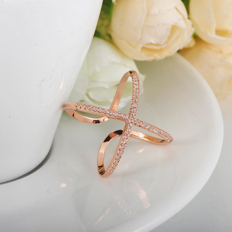 Rose Gold Plated American Diamond Free Size Fashion Ring 5023 5023