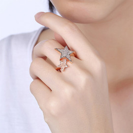Arihant Delicate Star AD Adjustable Ring Jewellery For Women (Rose Gold)
