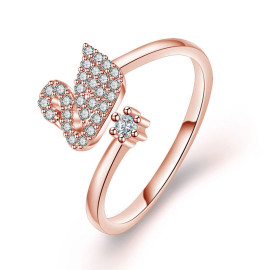 Arihant Rose Gold Plated American Diamond Studded Swan Shape Contemporary Korean Finger Ring