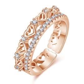 Arihant Rose Gold Plated American Diamond Studded Hearts inspired Contemporary Finger Ring