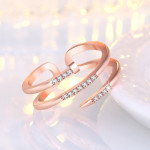 Arihant Rose Gold Plated American Diamond Studded Nail Shape Contemporary Korean Finger Ring
