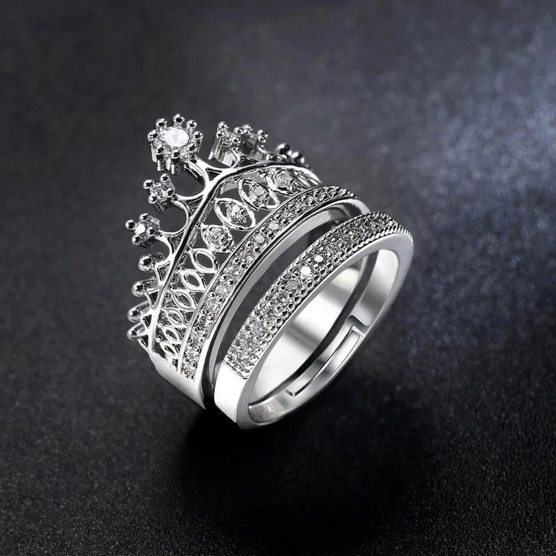 Arihant Amazing AD Crown Inspired Silver Plated Brilliant Ring For Women/Girls 5166