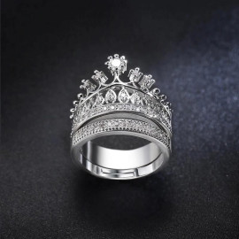 Arihant Amazing AD Crown Inspired Silver Plated Brilliant Ring For Women/Girls 5166