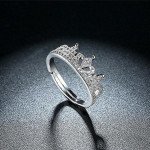 Arihant Sparkling Zircon Crown Inspired Silver Plated Adjustable Ring For Women/Girls 5170
