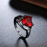 Arihant Most Stylish Crystal Heart Black Silver Fabulous Ring For Women/Girls 5171