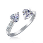 Arihant Scintillating Crystal Heart Silver Plated Adjustable Ring For Women/Girls 5179