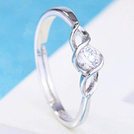 Arihant Delicate American Diamond Silver Plated Elegant Adjustable Ring For Women/Girls 5181