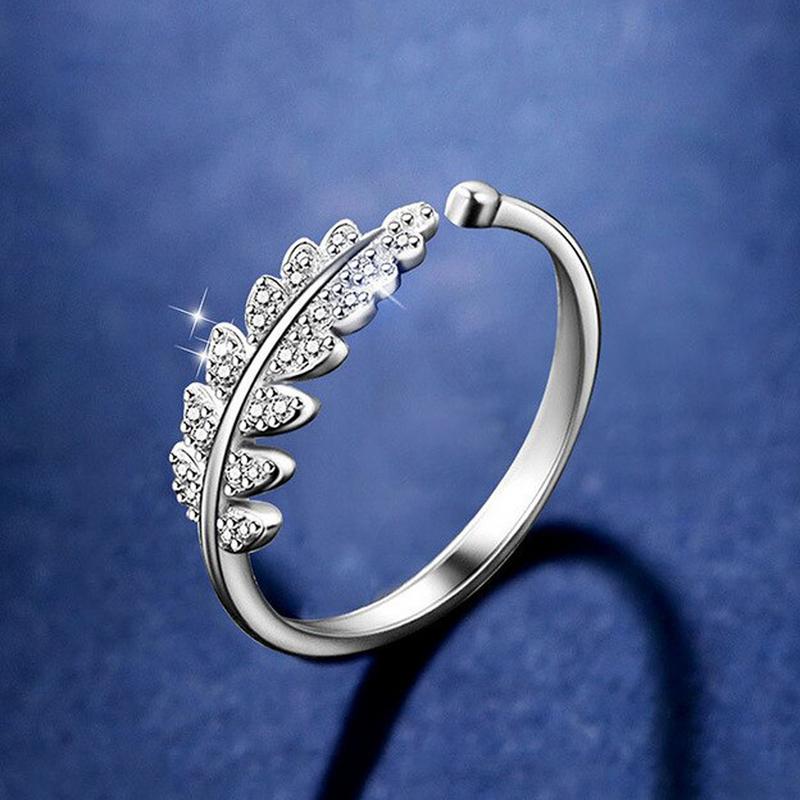 Arihant Stylish Zircon Leaf Silver Plated Plushy Adjustable Ring For Women/Girls 5182