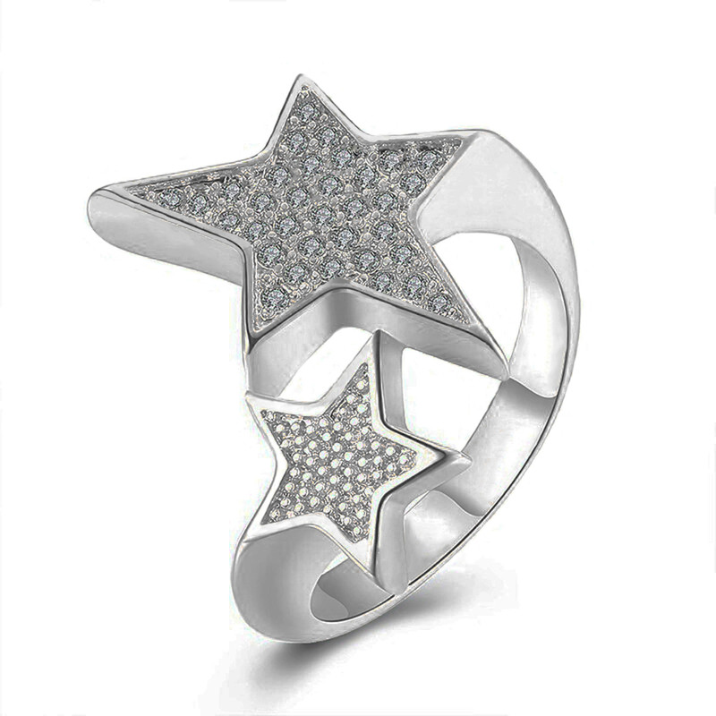 Arihant Delicate Star AD Adjustable Ring Jewellery For Women (Silver)