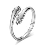 Arihant Amazing Hug Design Valentine Special Gift Silver Plated Adjustable Ring Jewellery For Women