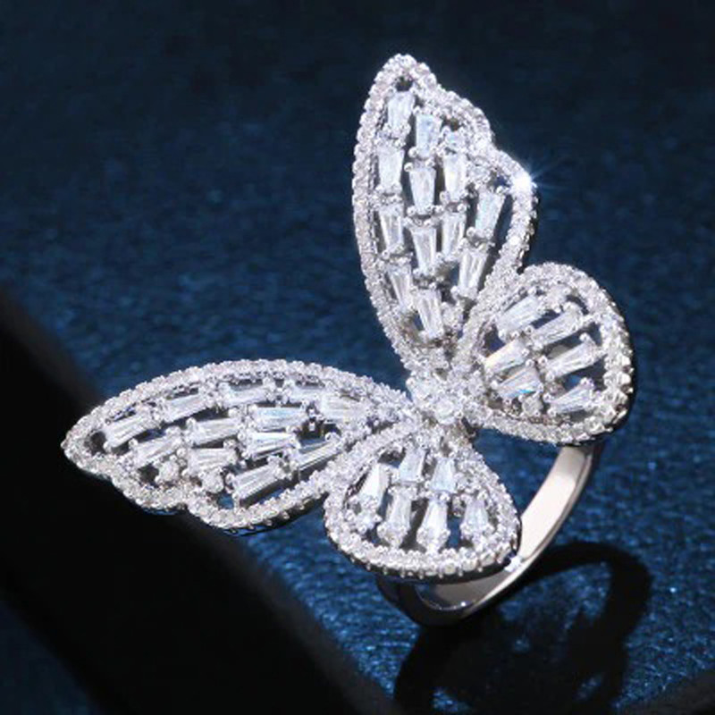Arihant Silver Plated Butterfly inspired Stone Studded Cocktail Ring