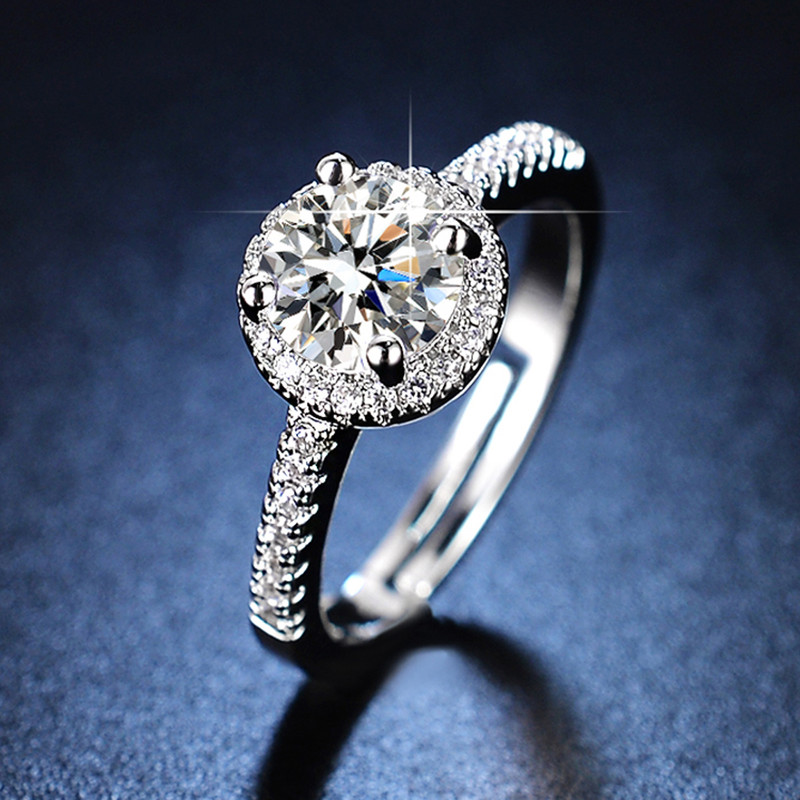 Arihant Silver Plated American Diamond Studded Circular Contemporary Adjustable Finger Ring