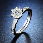 Arihant Silver Plated American Diamond Studded Contemporary Solitaire Adjustable Finger Ring