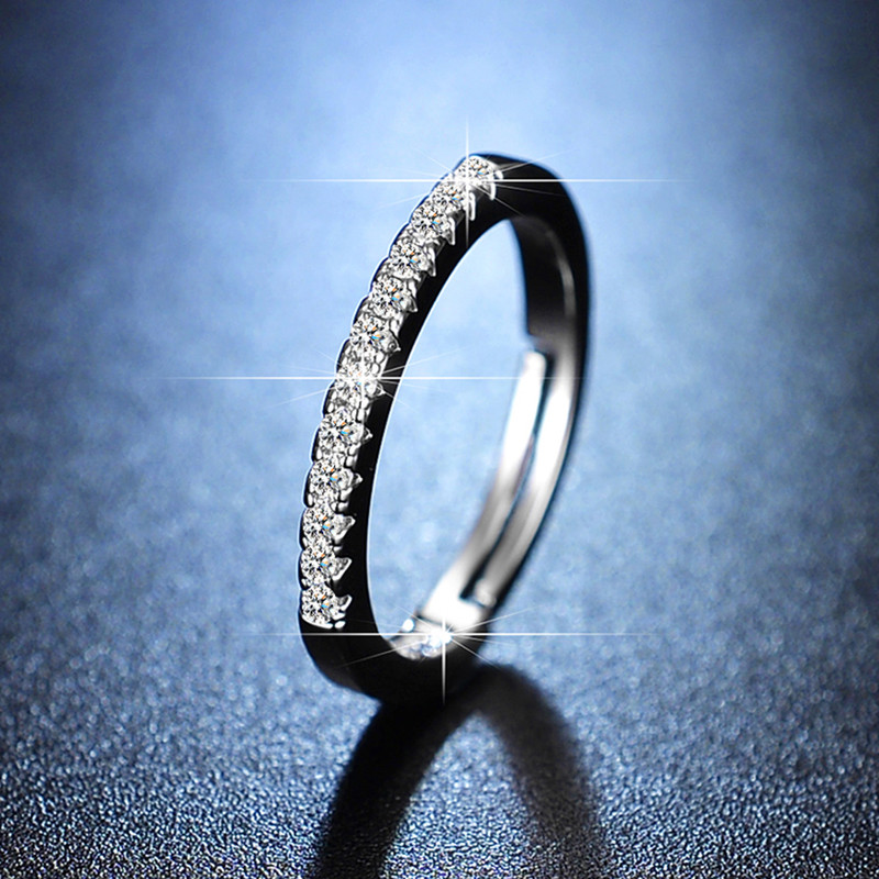 Arihant Silver Plated American Diamond Studded Anti Tarnish Contemporary Adjustable Round Ring