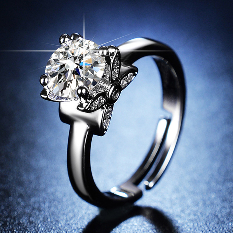 Arihant Silver Plated American Diamond Studded Butterfly Anti Tarnish Adjustable Round Ring