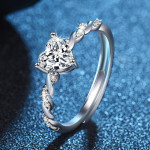 Arihant Silver Plated American Diamond Studded Heart Shape Contemporary Korean Finger Ring