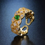 Arihant Gold Plated Crystal Studded Contemporary Anti Tarnish Green Stone Adjustable Ring