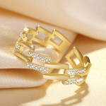Arihant Gold Plated American Diamond Studded Contemporary Korean Finger Ring