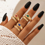 Arihant Gold Plated Multicolor Snake inspired Stackable Rings Set of 3